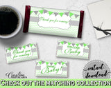 Baby shower CANDY BAR decoration wrappers and labels printable with chevron green theme for boys or girls, Jpg Pdf, instant download - cgr01