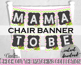 Baby shower CHAIR BANNER decoration printable with green alligator and pink color theme, instant download - ap001