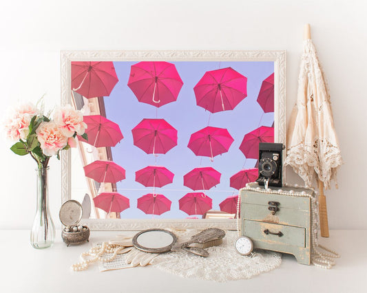 Wall Art Red Umbrella Digital Print Red Umbrella Poster Art Red Umbrella Wall Art Print Red Umbrella Photography Art Red Umbrella Sky - Digital Download