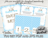Little Lamb Baby shower Boy GUESS the SWEET MESS game cards tents and sign, sheep shower theme printable, jpg pdf, instant download - fa001