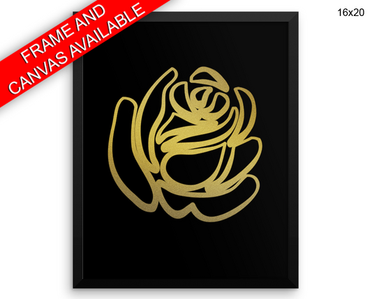 Golden Rose Print, Beautiful Wall Art with Frame and Canvas options available Fine Decor