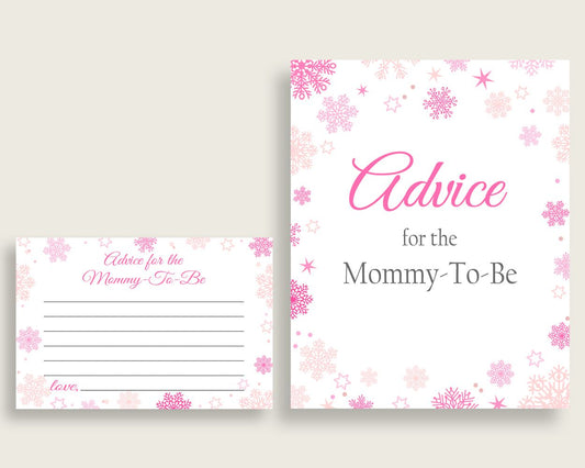 Advice Cards Baby Shower Advice Cards Winter Baby Shower Advice Cards Baby Shower Girl Advice Cards Pink White printable files 74RVX - Digital Product
