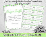 Baby shower DIAPER RAFFLE insert card printable for baby boy girl shower with chevron green theme, Jpg Pdf, instant download - cgr01
