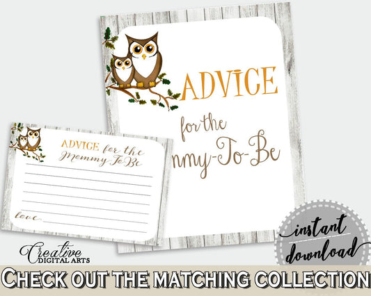 Advice Cards Baby Shower Advice Cards Owl Baby Shower Advice Cards Baby Shower Owl Advice Cards Gray Brown printables - 9PUAC - Digital Product