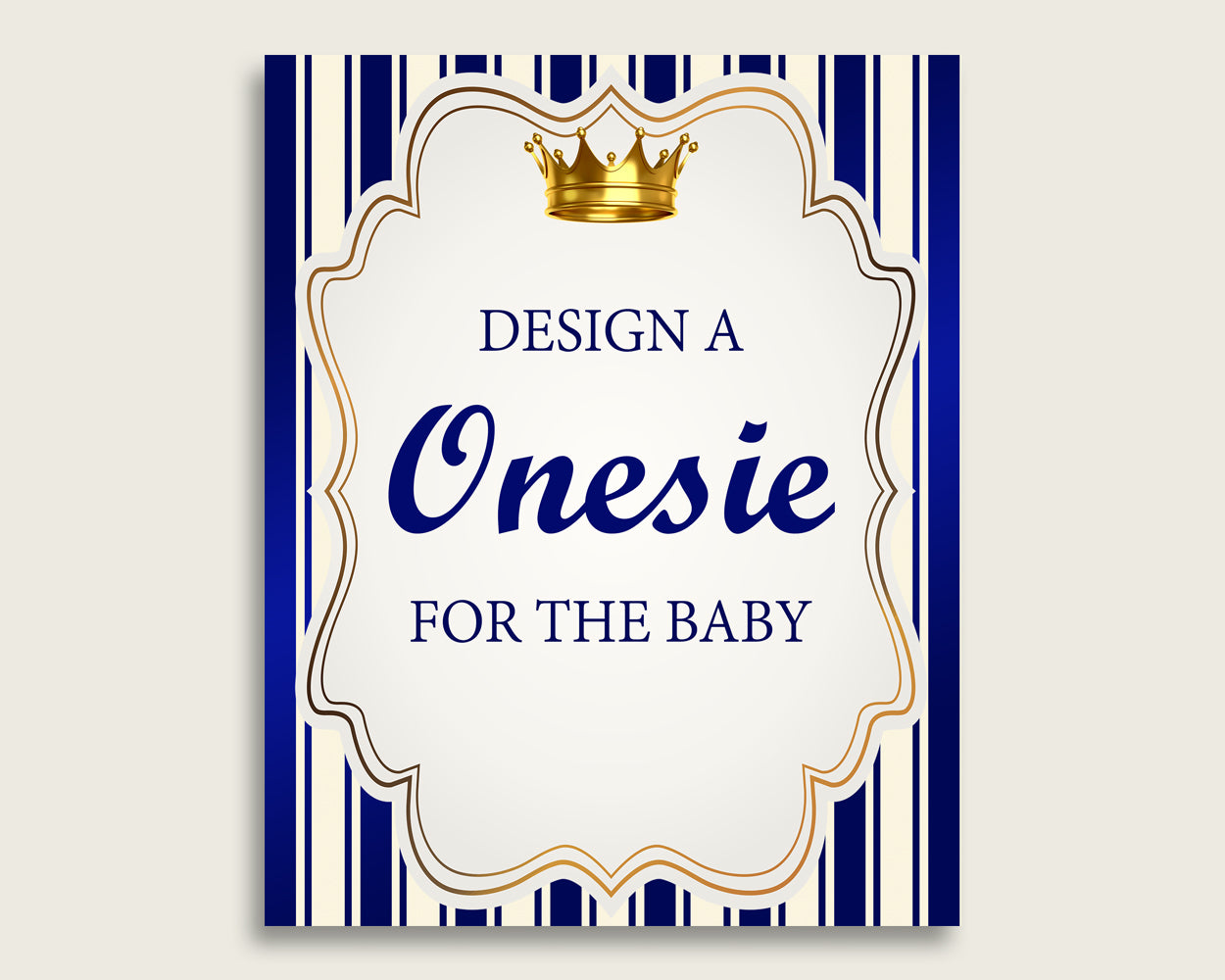 Blue Gold Please Sign The Onesie Sign and Design A Onesie Sign Printables, Royal Prince Boy Baby Shower Decor, Instant Download, rp001