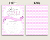 Chevron Baby Shower Invitations Printable, Digital Or Printed Invitation Baby Shower Girl, Editable Invitation Pink White Popular cp001