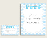Blue White Candy Guessing Game, Chevron Baby Shower Boy Sign And Cards, Guess How Many Candies, Candy Jar Game, Jelly Beans, Instant cbl01