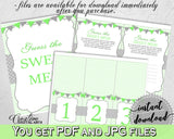Baby shower boy GUESS the SWEET MESS game cards tents and sign with chevron green theme, Jpg Pdf, instant download - cgr01