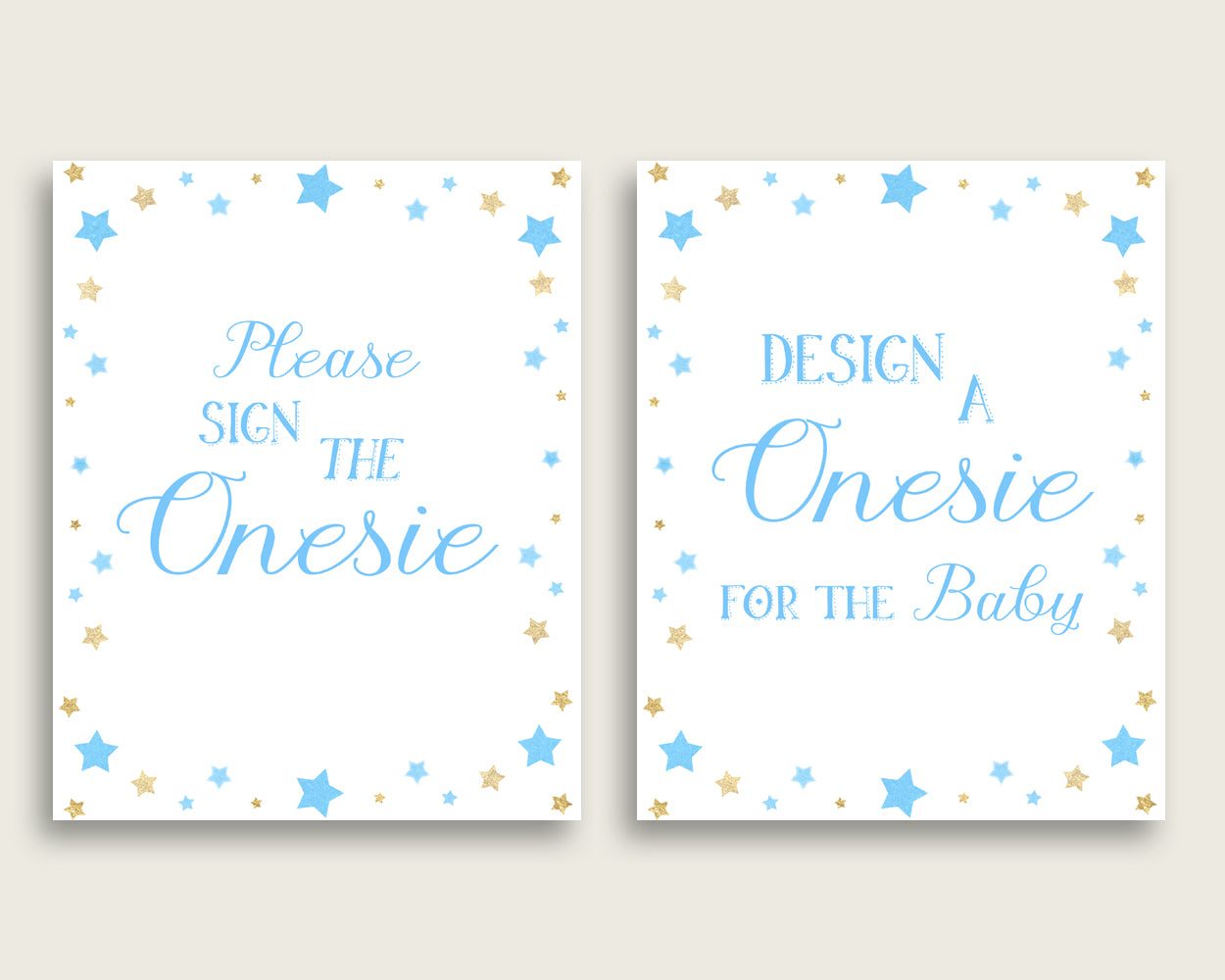 Blue Gold Please Sign The Onesie Sign and Design A Onesie Sign Printables, Stars Boy Baby Shower Decor, Instant Download, Most Popular bsr01