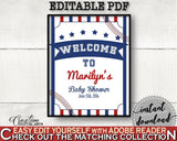 Welcome Sign Baby Shower Welcome Sign Baseball Baby Shower Welcome Sign Baby Shower Baseball Welcome Sign Blue Red printable files YKN4H - Digital Product