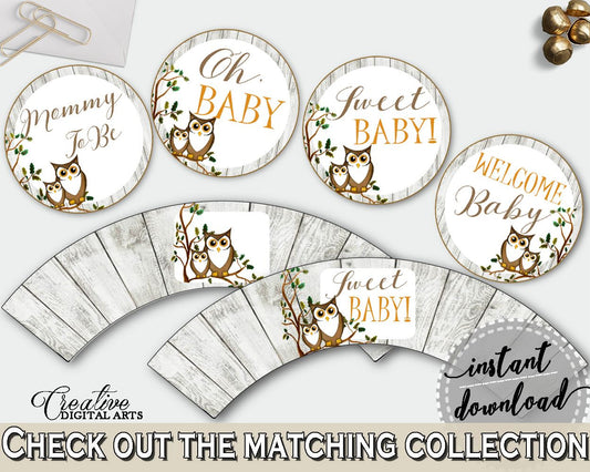 Cupcake Toppers And Wrappers Baby Shower Cupcake Toppers And Wrappers Owl Baby Shower Cupcake Toppers And Wrappers Baby Shower Owl 9PUAC - Digital Product