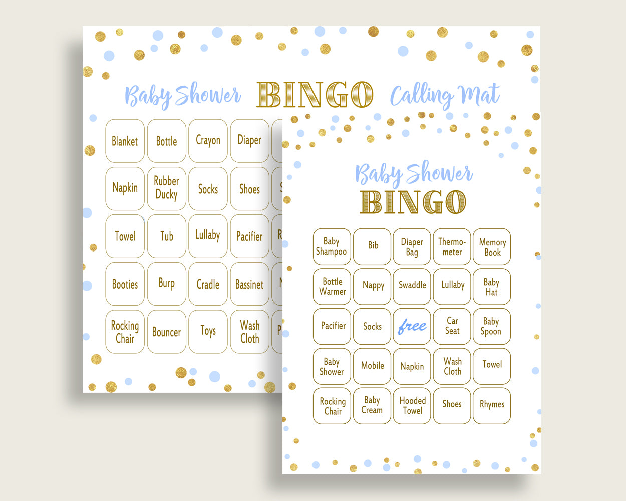 Bingo Baby Shower Bingo Confetti Baby Shower Bingo Blue Gold Baby Shower Confetti Bingo digital print printable baby shower idea party cb001