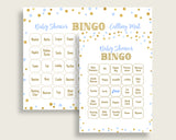 Bingo Baby Shower Bingo Confetti Baby Shower Bingo Blue Gold Baby Shower Confetti Bingo digital print printable baby shower idea party cb001