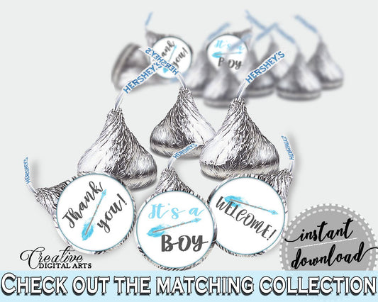 Hershey Kisses Baby Shower Hershey Kisses Aztec Baby Shower Hershey Kisses Blue White Baby Shower Aztec Hershey Kisses - QAQ18 - Digital Product