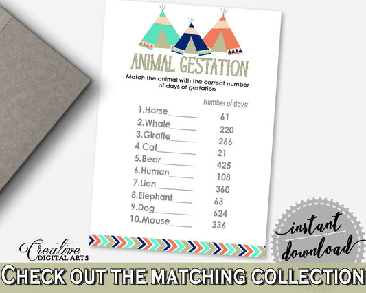 Animal Gestation Baby Shower Animal Gestation Tribal Teepee Baby Shower Animal Gestation Baby Shower Tribal Teepee Animal Gestation KS6AW - Digital Product