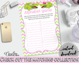 Baby Shower ABC's game with green alligator and pink color theme, instant download - ap001