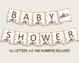 Woodland Baby Shower Banner All Letters, Birthday Party Banner Printable A-Z, Brown Beige Banner Decoration Letters Gender Neutral, w0001
