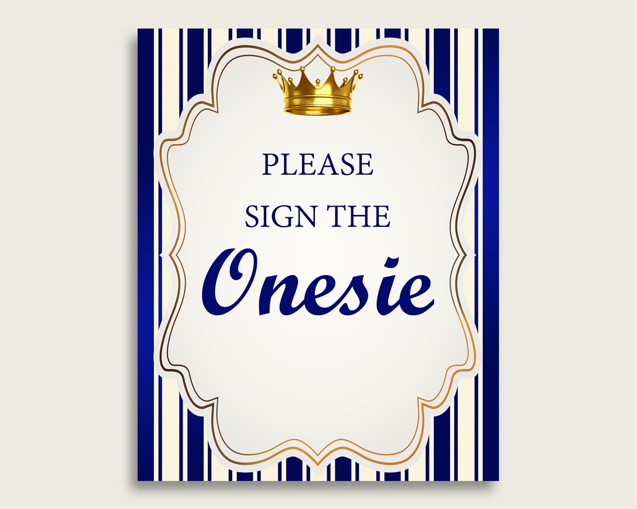 Blue Gold Please Sign The Onesie Sign and Design A Onesie Sign Printables, Royal Prince Boy Baby Shower Decor, Instant Download, rp001