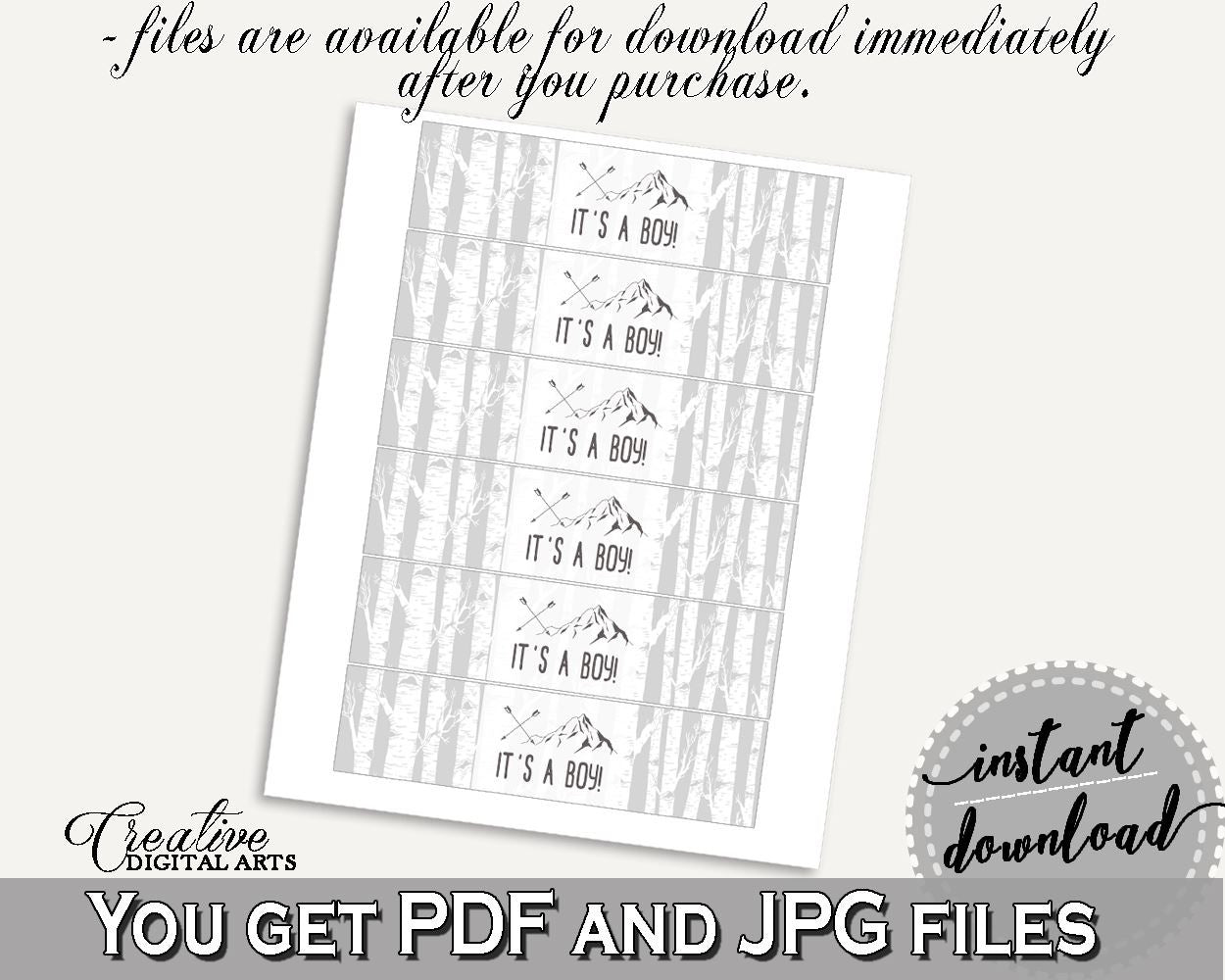 Napkin Rings Baby Shower Napkin Rings Adventure Mountain Baby Shower Napkin Rings Gray White Baby Shower Adventure Mountain Napkin S67CJ - Digital Product