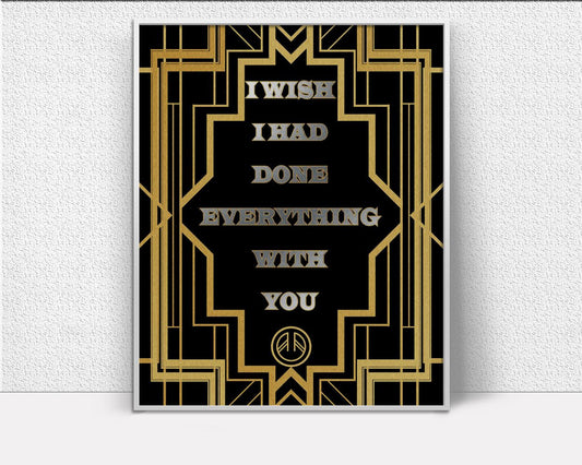 Wall Art Deco Digital Print Gatsby Poster Art Deco Wall Art Print Gatsby  Wall Decor Deco gatsby quote gold black silver art deco - Digital Download