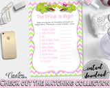 Baby Shower THE PRICE IS RIGHT game with green alligator and pink color theme, instant download - ap001