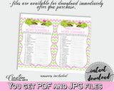WORD SCRAMBLE baby shower game with green alligator and pink color theme, instant download - ap001