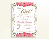 Invitation Baby Shower Invitation Roses Baby Shower Invitation Baby Shower Roses Invitation Pink White prints printable files party U3FPX - Digital Product