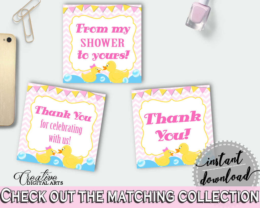 Thank You Tags Baby Shower Thank You Tags Rubber Duck Baby Shower Thank You Tags Baby Shower Rubber Duck Thank You Tags Purple Pink rd001