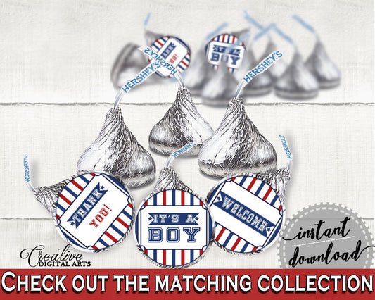 Hershey Kisses Baby Shower Hershey Kisses Baseball Baby Shower Hershey Kisses Baby Shower Baseball Hershey Kisses Blue Red printable YKN4H - Digital Product