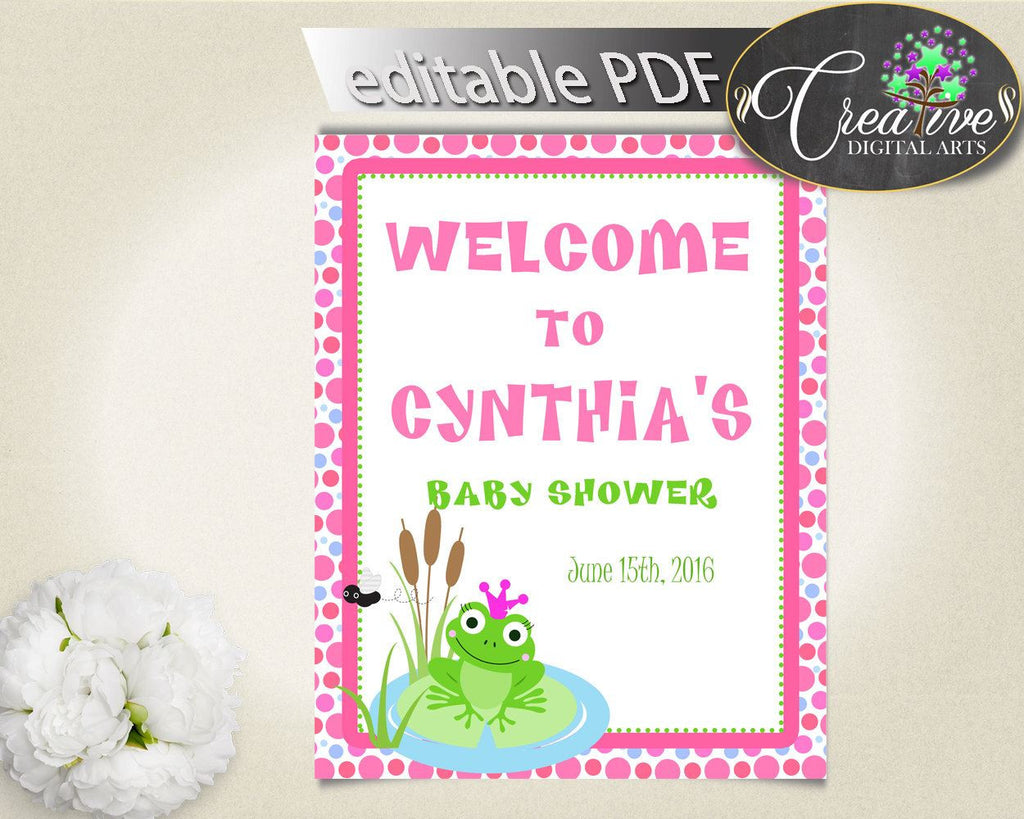 Shower Pink Theme Baby Shower Toad Personalized Sign Editable Door Sign WELCOME SIGN, Party Décor, Customizable Files - bsf01 - Digital Product
