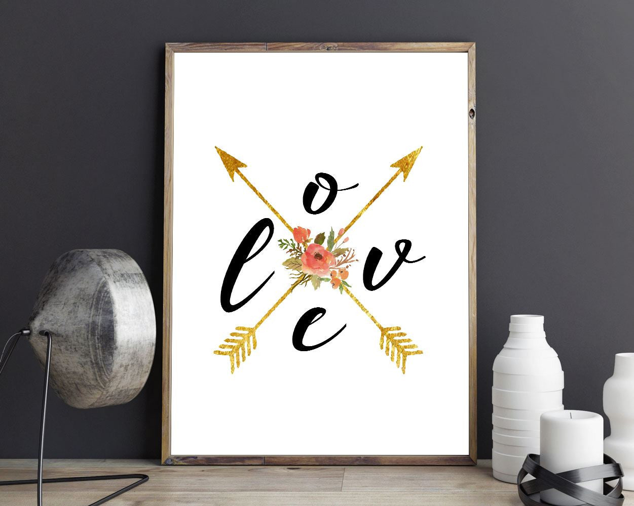 Arrow Framed Print Available Love Canvas Print Available Arrow Love Art Love Love Print Arrow Printed Love gold arrow decor love flowers art - Digital Download