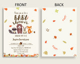 Woodland Baby Shower Invitations Printable, Digital Or Printed Invitation Baby Shower Gender Neutral, Editable Invitation Brown Beige w0001