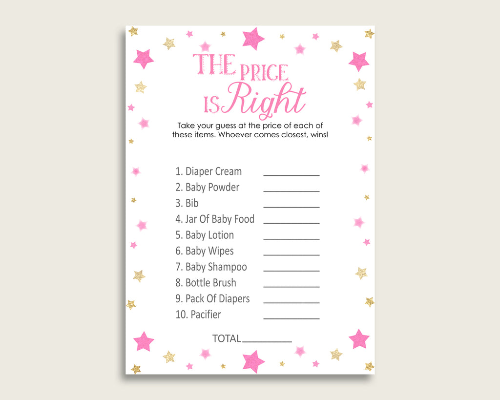 Pink Gold The Price Is Right Game, Twinkle Star Baby Shower Girl Activity, Guess The Price Game Printable, Instant Download, bsg01
