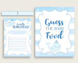 Blue White Whale Guess The Baby Food Game Printable, Boy Baby Shower Food Guessing Game Activity, Instant Download, Nautical Sea wbl01