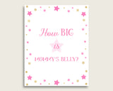 Pink Gold How Big Is Mommy's Belly Game, Twinkle Star Baby Shower Girl, Guess Mommys Belly Size, Mommy Tummy Game, Instant Download, bsg01