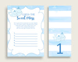 Whale Guessing Game Baby Shower Boy, Blue White Guess The Sweet Mess Game Printable, Dirty Diaper Game, Instant Download, Nautical Sea wbl01
