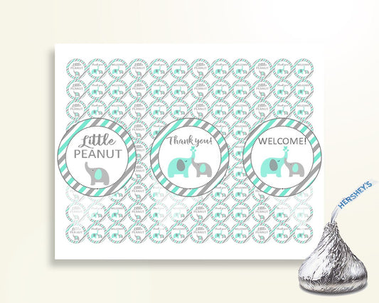 Hershey Kisses Baby Shower Hershey Kisses Turquoise Baby Shower Hershey Kisses Baby Shower Elephant Hershey Kisses Green Gray prints 5DMNH - Digital Product