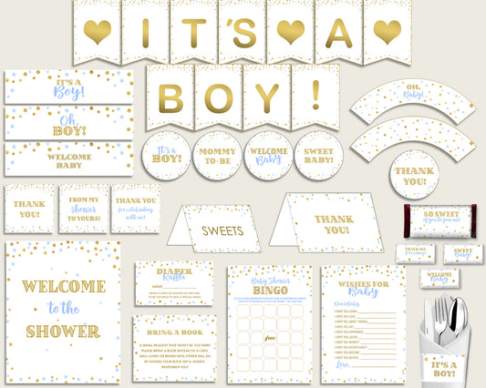 Decorations Baby Shower Decorations Confetti Baby Shower Decorations Blue Gold Baby Shower Confetti Decorations digital print prints cb001