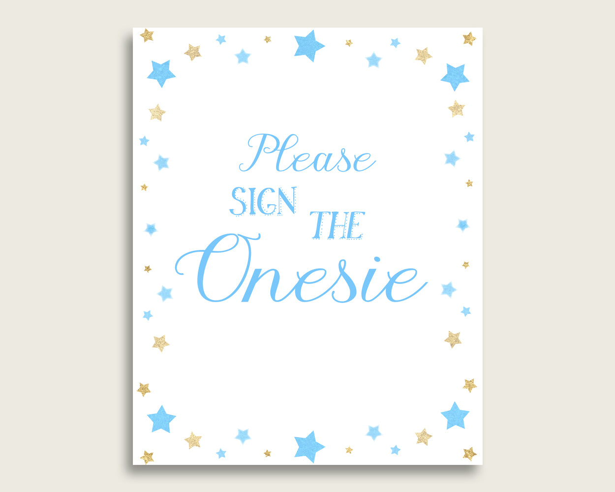 Blue Gold Please Sign The Onesie Sign and Design A Onesie Sign Printables, Stars Boy Baby Shower Decor, Instant Download, Most Popular bsr01