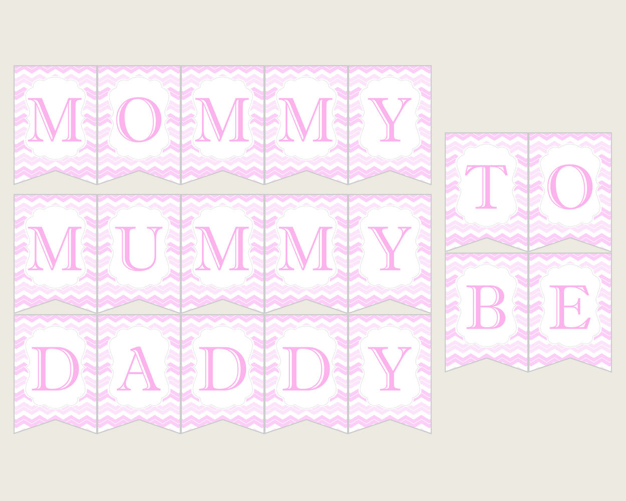 Chevron Baby Shower Chair Banner Printable, Pink White Chair Banner, Girl Shower, Mama To Be, Mommy, Dad Mom To Be, Instant Download, cp001