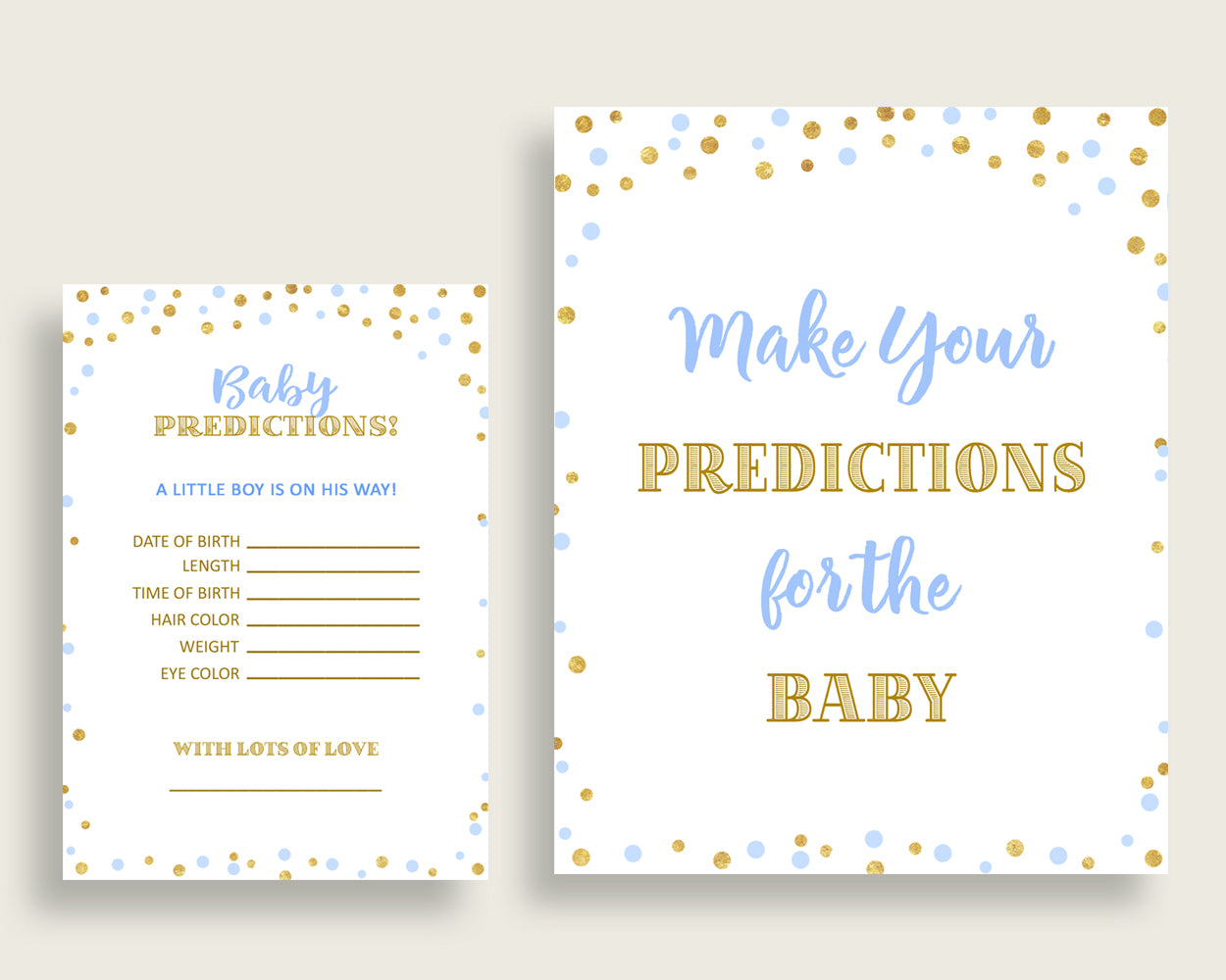 Baby Predictions Baby Shower Baby Predictions Confetti Baby Shower Baby Predictions Blue Gold Baby Shower Confetti Baby Predictions cb001