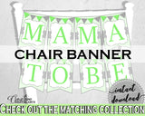 Baby shower CHAIR BANNER decoration printable with chevron green theme, digital files Jpg Pdf, instant download - cgr01