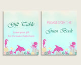 Under The Sea Baby Shower Girl Table Signs Printable, Pink Green Party Table Decor, Favors, Food, Drink, Treat, Guest Book, Instant uts01