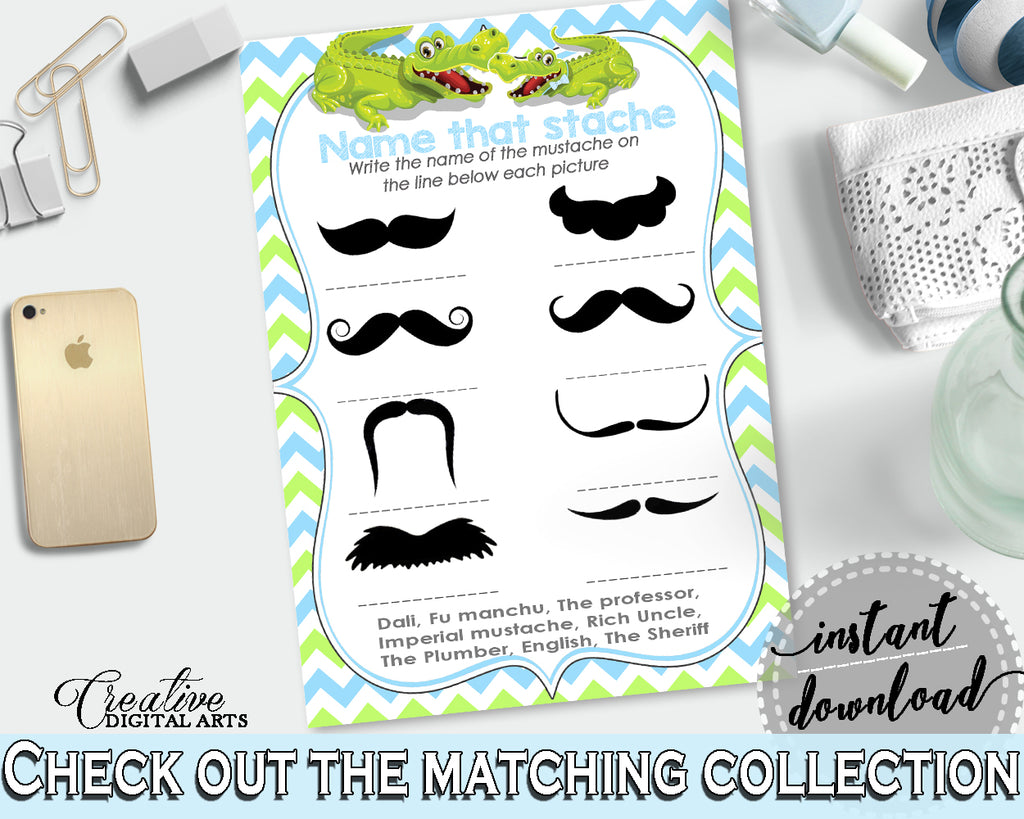 Name That Stache Baby Shower Name That Stache Alligator Baby Shower Name That Stache Blue Green Baby Shower Alligator Name That Stache ap002