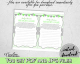 Baby Shower MEMORY game with chevron green neutral shower theme printable, digital file Jpg Pdf, instant download - cgr01