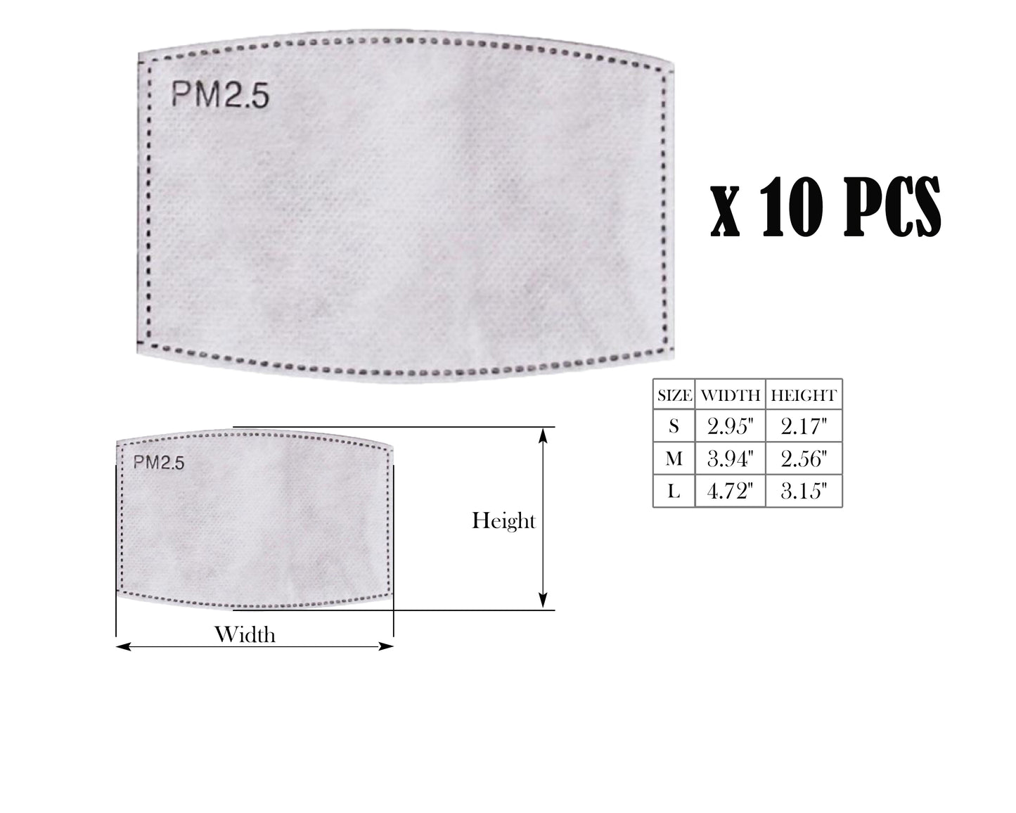 PM 2.5 Filters, Pocket Mask Filters, Mask Filters Insert, Face Mask Filters, Bulk Filters, 10 Pcs filters, Kids and Adult Mask Filters