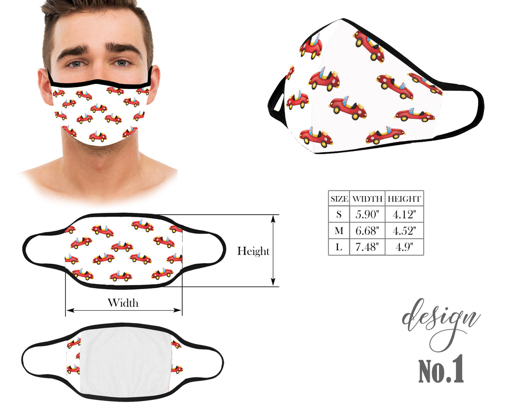 Unisex Kids and Adult Face Mask, Airplane Cars Dredge Protective Mask, Washable and Reusable Mouth Mask, Anti Dust With Filter Pocket