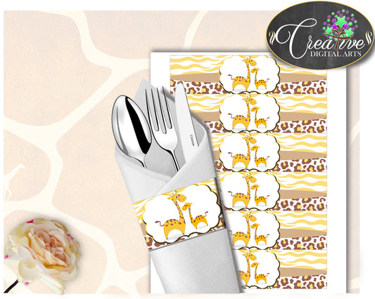 Giraffe Baby Shower NAPKIN RINGS for boy or girl baby shower printable, gender neutral, digital file, Jpg Pdf, instant download - sa001