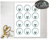 Little Man Baby shower THANK YOU gentleman round tag or sticker printable mint green gray, digital files Pdf Jpg, instant download - lm001