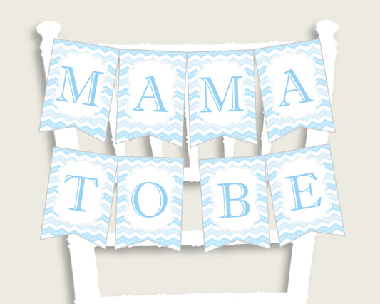 Chevron Baby Shower Chair Banner Printable, Blue White Chair Banner, Boy Shower, Mama To Be, Mommy, Dad Mom To Be, Instant Download, cbl01